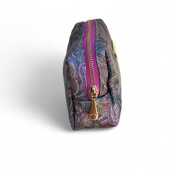 Vince Camuto Paisely Pastel Metallic Iridescent makeup bag clutch - Picture 2 of 7